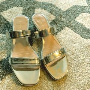 Stuart Weitzman Silver Kitten Heel Sandal
